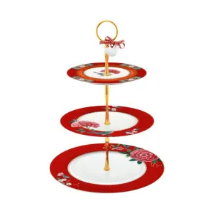 PIP Studio Blushing Birds Red 3 Layer Cake Stand by null, a Cake Stands for sale on Style Sourcebook