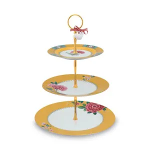 PIP Studio Blushing Birds Yellow 3 Layer Cake Stand by null, a Cake Stands for sale on Style Sourcebook