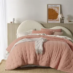 Vintage Design Hugo Cotton Gauze Clay Quilted Coverlet Set by null, a Quilt Covers for sale on Style Sourcebook