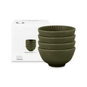 VTWonen Relievo Dark Green 12.5cm Bowls on Foot Set of 4 by null, a Salad Bowls & Servers for sale on Style Sourcebook
