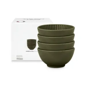 VTWonen Relievo Dark Green 15.5cm Bowls on Foot Set of 4 by null, a Salad Bowls & Servers for sale on Style Sourcebook
