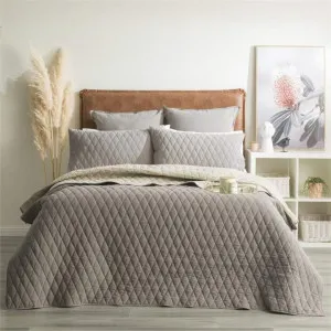 Renee Taylor Diamante Vintage Stone Washed Quilted Charcoal Coverlet Set by null, a Quilt Covers for sale on Style Sourcebook
