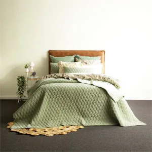 Renee Taylor Diamante Vintage Stone Washed Quilted Juniper Coverlet Set by null, a Quilt Covers for sale on Style Sourcebook