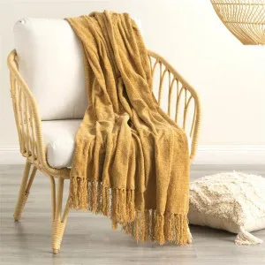 Renee Taylor Newland Chenille Turmeric Throw by null, a Throws for sale on Style Sourcebook