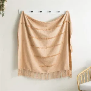 Renee Taylor Cambridge Cotton Slub Tufted Tan Throw by null, a Throws for sale on Style Sourcebook