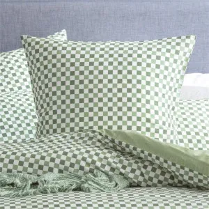 Renee Taylor Reversible Chessboard Sage European Pillowcase by null, a Cushions, Decorative Pillows for sale on Style Sourcebook