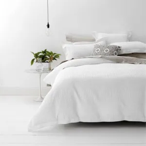 Renee Taylor Elegance Waffle Cotton Jacquard White Quilt Cover Set by null, a Quilt Covers for sale on Style Sourcebook