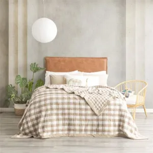 Renee Taylor Gingham Washed Cotton Textured Blanket by null, a Blankets & Throws for sale on Style Sourcebook