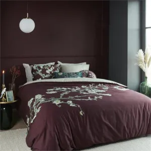 Bedding House Van Gogh Blossom Cotton Dark Red Quilt Cover Set by null, a Quilt Covers for sale on Style Sourcebook