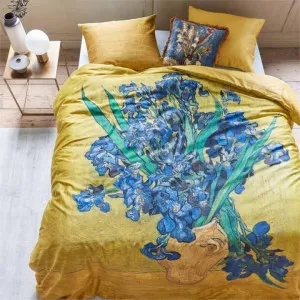 Bedding House Van Gogh Irises Cotton Sateen Yellow Quilt Cover Set by null, a Quilt Covers for sale on Style Sourcebook