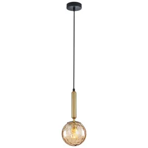 Trattino Glass & Iron Pendant Light, Brass / Amber by CLA Ligthing, a Pendant Lighting for sale on Style Sourcebook