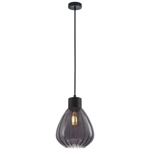 Tulip Ribbed Glass Pendant Light, Black / Smoke by CLA Ligthing, a Pendant Lighting for sale on Style Sourcebook