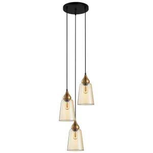 Jerez Glass & Iron Cluster Pendant Light, 3 Light, Bronze / Amber by CLA Ligthing, a Pendant Lighting for sale on Style Sourcebook