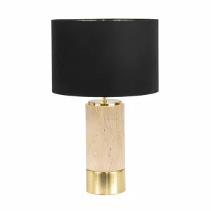 Paola Travertine Base Table Lamp, Black Shade by Cozy Lighting & Living, a Table & Bedside Lamps for sale on Style Sourcebook