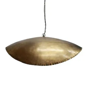 Masaomi Crimped Edge Iron Pendant Light, Small, Gold by Provencal Treasures, a Pendant Lighting for sale on Style Sourcebook