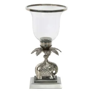 Sabu Elephant Brass & Glass Hurricane by Emac & Lawton, a Lanterns for sale on Style Sourcebook