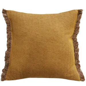 Ollo Nathan Jacquard Design Fringed Edge Cushion - Ochre by Interior Secrets - AfterPay Available by Interior Secrets, a Cushions, Decorative Pillows for sale on Style Sourcebook