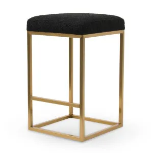 Adela Black Boucle Bar Stool - Brushed Gold Base by Interior Secrets - AfterPay Available by Interior Secrets, a Bar Stools for sale on Style Sourcebook