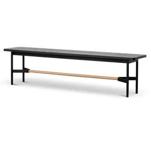 Veronica 1.8m Black Wooden Bench - Natural Footrest by Interior Secrets - AfterPay Available by Interior Secrets, a Benches for sale on Style Sourcebook