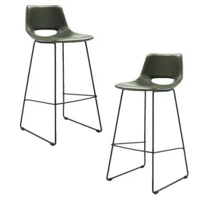 Set of 2 - Bernard Faux Leather Bar Stool - Dark Green by Interior Secrets - AfterPay Available by Interior Secrets, a Bar Stools for sale on Style Sourcebook
