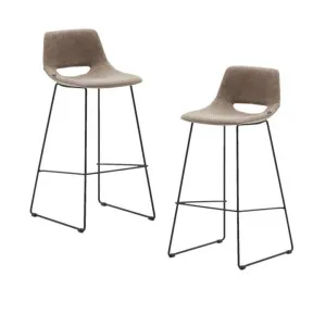 Set of 2 - Bernard Fabric Bar Stool - Brown by Interior Secrets - AfterPay Available by Interior Secrets, a Bar Stools for sale on Style Sourcebook