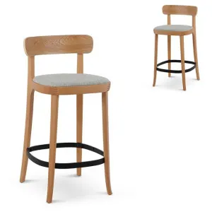 Set of 2 - Josue 65cm Fabric Bar Stool - Natural with Silver Grey Seat by Interior Secrets - AfterPay Available by Interior Secrets, a Bar Stools for sale on Style Sourcebook