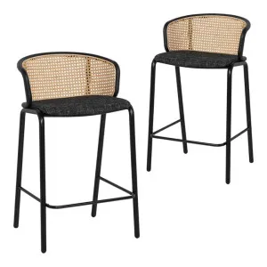 Set of 2 - Florine 65cm Fabric Bar Stool - Black Legs by Interior Secrets - AfterPay Available by Interior Secrets, a Bar Stools for sale on Style Sourcebook