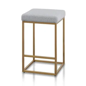 Adela Pepper Boucle Bar Stool - Brushed Gold Base by Interior Secrets - AfterPay Available by Interior Secrets, a Bar Stools for sale on Style Sourcebook
