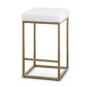 Adela Ivory White Boucle Bar Stool - Brushed Gold Base by Interior Secrets - AfterPay Available by Interior Secrets, a Bar Stools for sale on Style Sourcebook