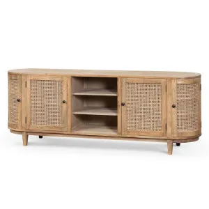 Ex Display - Obrien 2.1m Sideboard Unit - Natural with Rattan Doors by Interior Secrets - AfterPay Available by Interior Secrets, a Sideboards, Buffets & Trolleys for sale on Style Sourcebook