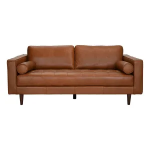 Kobe 2.5 Seater Sofa in Missouri Leather Brown by OzDesignFurniture, a Sofas for sale on Style Sourcebook