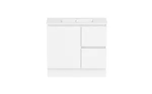 Ascot Floor Or Wall Mount Vanity 910mm 2 Draw Rh 1 Door Polar White In Matte White By Raymor by Raymor, a Vanities for sale on Style Sourcebook