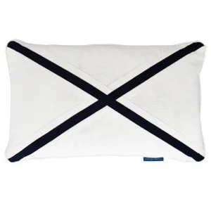 Mirage Haven Riley Cross Dark Blue and White 30x50cm Cushion Cover by null, a Cushions, Decorative Pillows for sale on Style Sourcebook