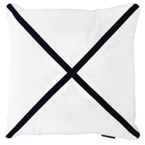 Mirage Haven Riley Cross Dark Blue and White 50x50cm Cushion Cover by null, a Cushions, Decorative Pillows for sale on Style Sourcebook