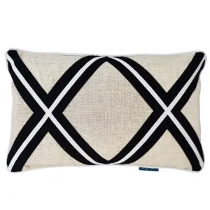 Mirage Haven Ollie Double Cross Black and Silver 30x50cm Cushion Cover by null, a Cushions, Decorative Pillows for sale on Style Sourcebook