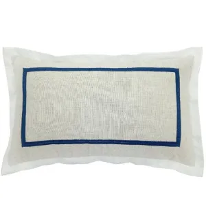 Mirage Haven Carter Flange Linen Dark Blue 30x50cm Cushion Cover by null, a Cushions, Decorative Pillows for sale on Style Sourcebook