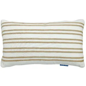 Mirage Haven Hallie White and Hemp 30x50cm Double Stripe Cushion Cover by null, a Cushions, Decorative Pillows for sale on Style Sourcebook