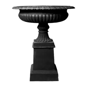 Toulouse Cast Iron Garden Urn & Pedestal Set, Black by CHL Enterprises, a Baskets, Pots & Window Boxes for sale on Style Sourcebook
