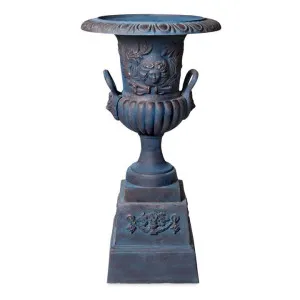 Milano Cast Iron Garden Urn & Pedestal Set, Blue / Bronze by CHL Enterprises, a Baskets, Pots & Window Boxes for sale on Style Sourcebook