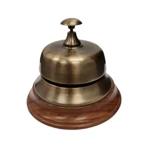 Paradox Brass Desk Bell with Timber Base by Paradox, a Doorbells for sale on Style Sourcebook