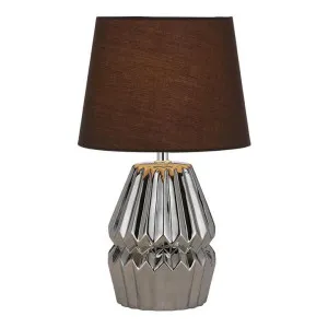 Greet Ceramic Base Table Lamp, Brown / Chrome by Telbix, a Table & Bedside Lamps for sale on Style Sourcebook