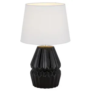 Greet Ceramic Base Table Lamp, White / Black by Telbix, a Table & Bedside Lamps for sale on Style Sourcebook