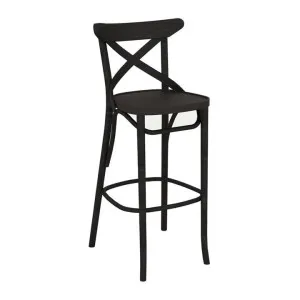Paged Polishmade Commercial Grade Beech Timber Crossback Bar Stool, Black by Paged, a Bar Stools for sale on Style Sourcebook