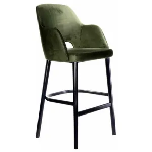 Durafurn Sorbet Commercial Grade Velvet Fabric Bar Stool, Avocado / Black by Durafurn, a Bar Stools for sale on Style Sourcebook