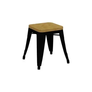 Durafurn Riviera Commercial Grade Steel Indoor / Alfresco Dining Stool with Timber Seat, Black / Natural by Durafurn, a Bar Stools for sale on Style Sourcebook