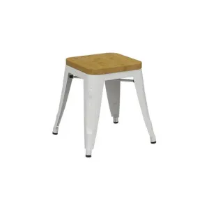 Durafurn Riviera Commercial Grade Steel Indoor / Alfresco Dining Stool with Timber Seat, White / Natural by Durafurn, a Bar Stools for sale on Style Sourcebook