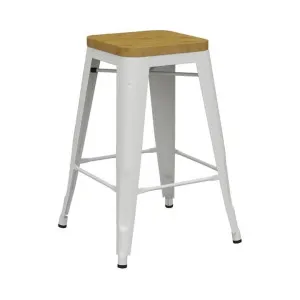 Durafurn Riviera Commercial Grade Steel Indoor / Alfresco Counter Stool with Timber Seat, White / Natural by Durafurn, a Bar Stools for sale on Style Sourcebook