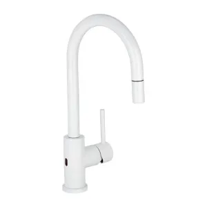 Elysian Sensor Commercial Pull-Out Kitchen Mixer - White by ABI Interiors Pty Ltd, a Kitchen Taps & Mixers for sale on Style Sourcebook