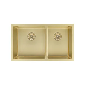 Vita Double Kitchen Sink 760mm • Brushed Brass by ABI Interiors Pty Ltd, a Kitchen Sinks for sale on Style Sourcebook