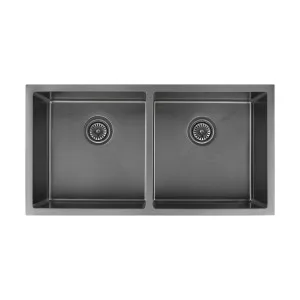 Zalo Double Kitchen Sink 855mm - Brushed Gunmetal by ABI Interiors Pty Ltd, a Kitchen Sinks for sale on Style Sourcebook